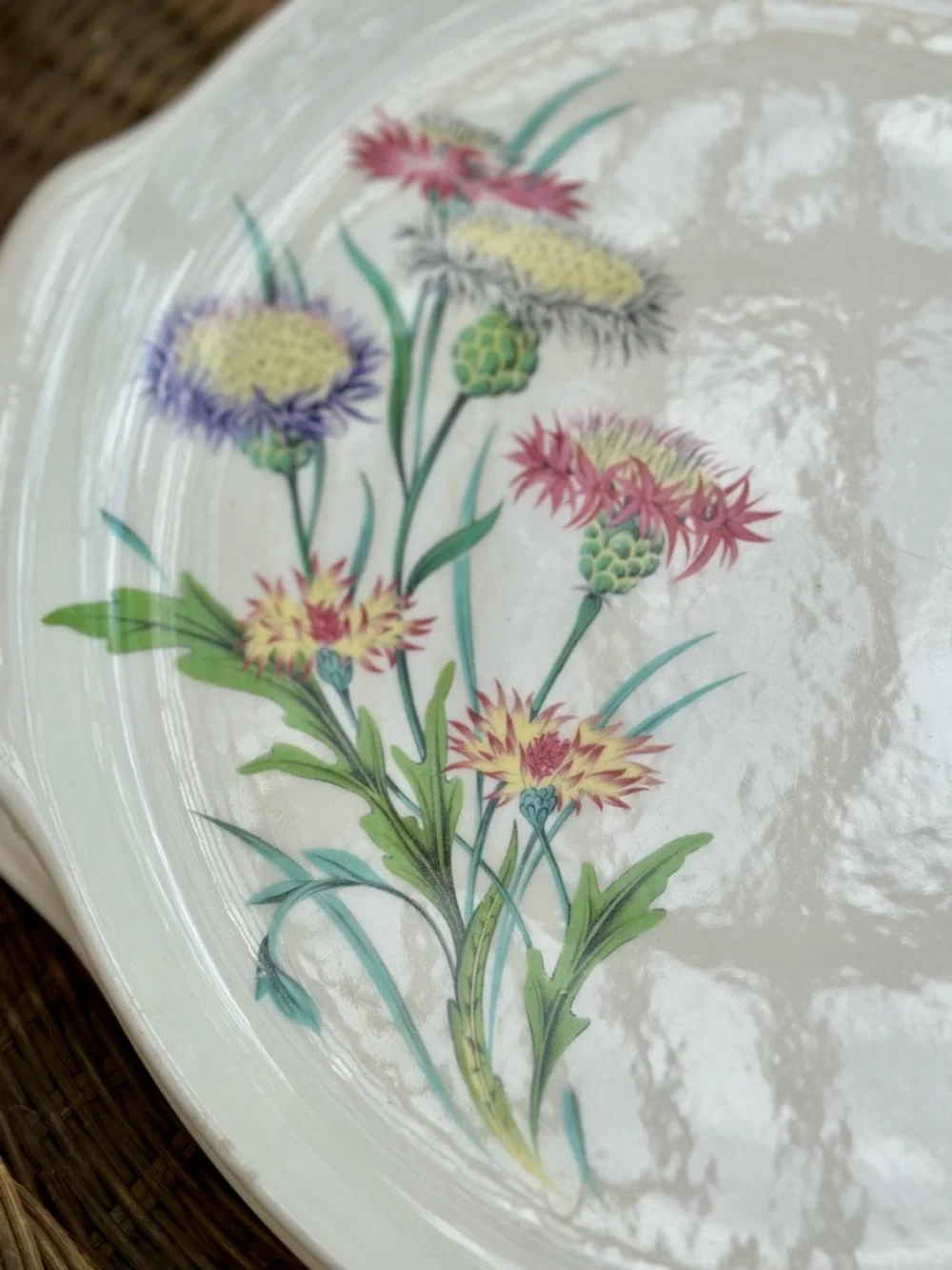 Vintage Universal Ballerina Floral Serving Platter Handles Oven Proof USA